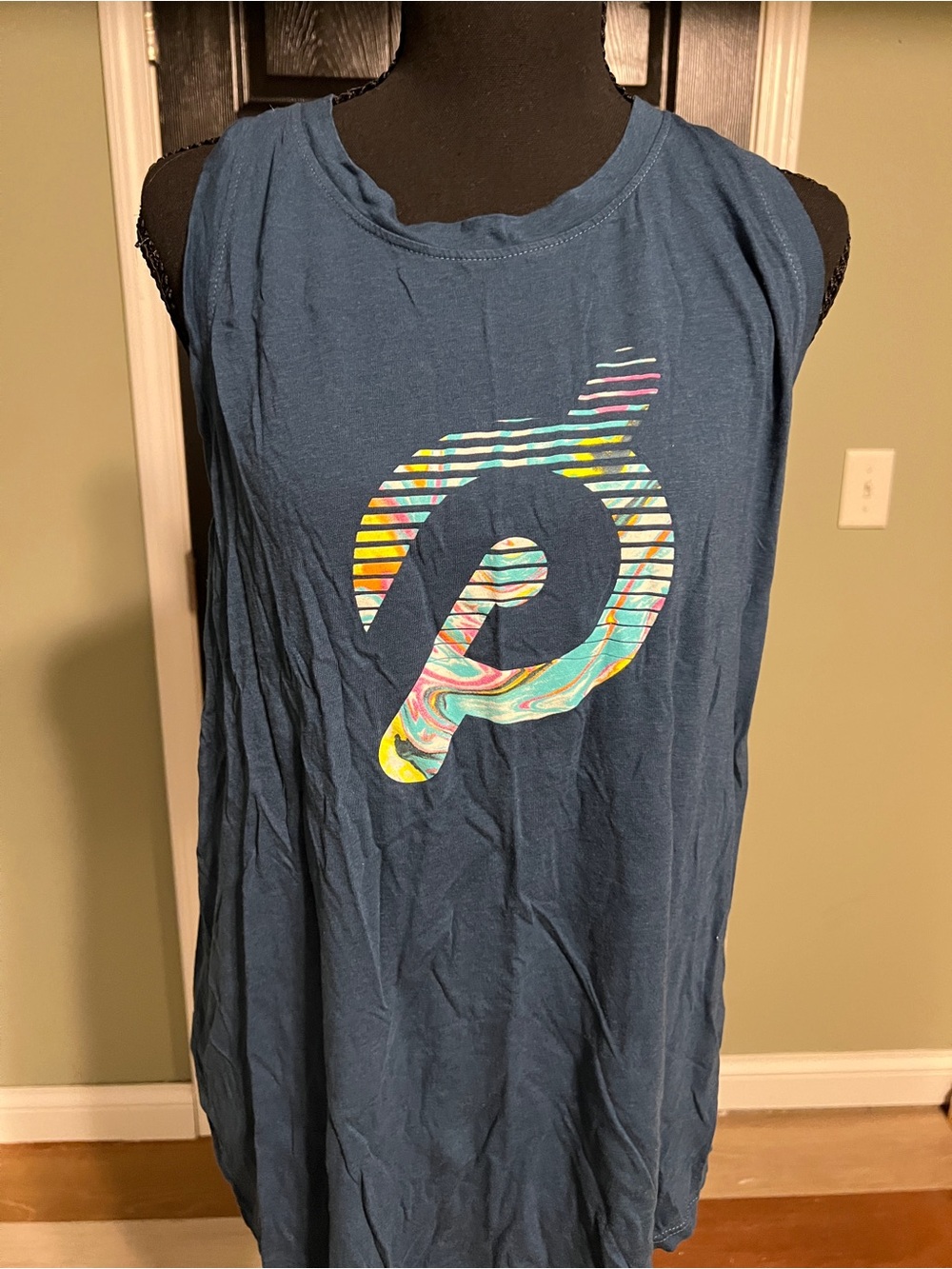 Peloton Black Crewneck Top with White Logo Tag